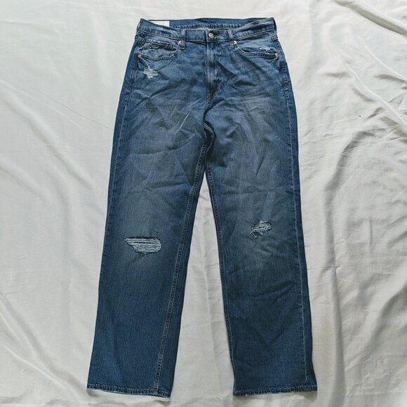 Gap Light Wash Distressed Loose High Rise Jeans Women's Size 31/12L - Picture 1 of 5
